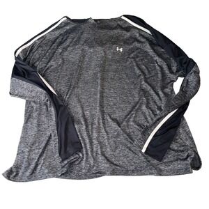 Under Armour Long Sleeve Shirt 2X Grey HeatGear Loose Fit‎ Athletic Top